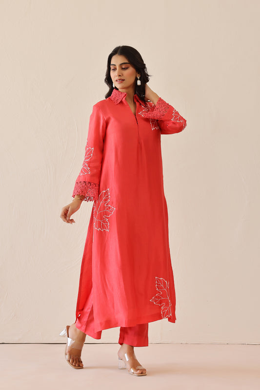 Coral Pink Blossom Tunic set