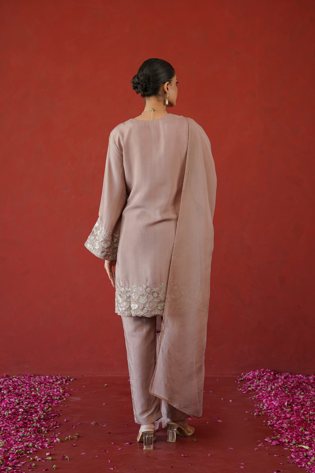 Mauve Zari Embroidered Suit Set