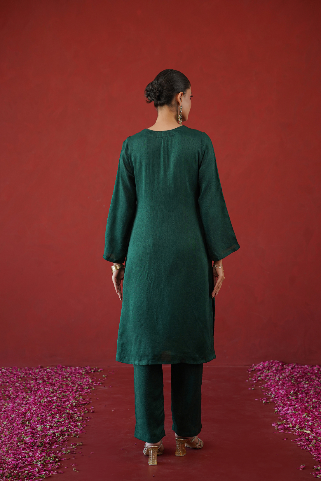 Green Zari Embroidered Tunic Set