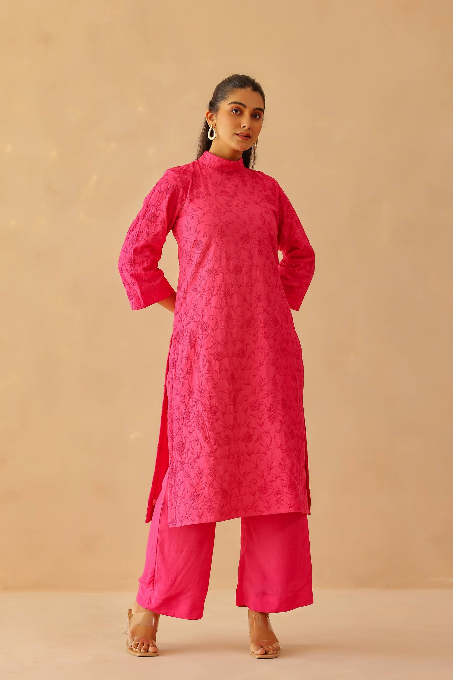 Fuchsia Pink Floral Tunic Set