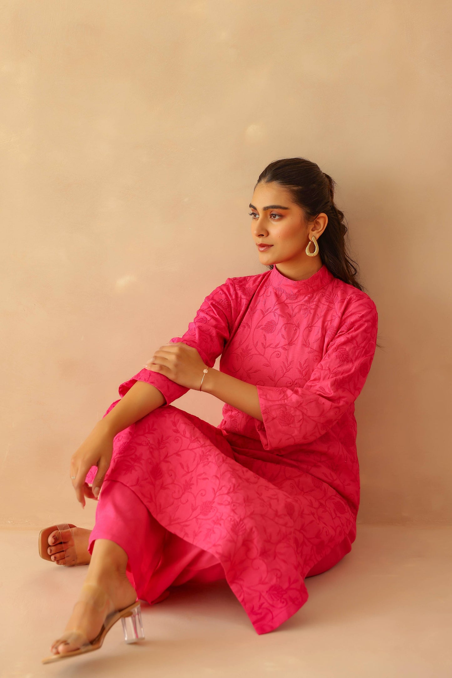 Fuchsia Pink Floral Tunic Set