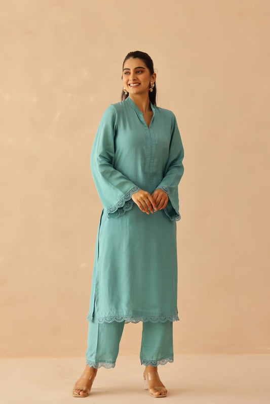 Aqua blue Iris Tunic Set