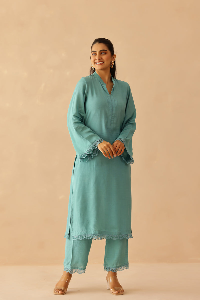 Aqua blue Iris Tunic Set