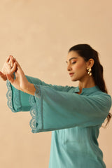 Aqua blue Iris Tunic Set