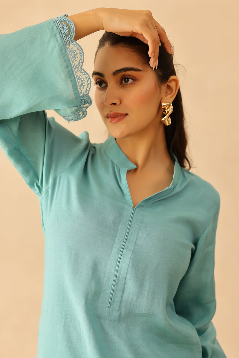 Aqua blue Iris Tunic Set
