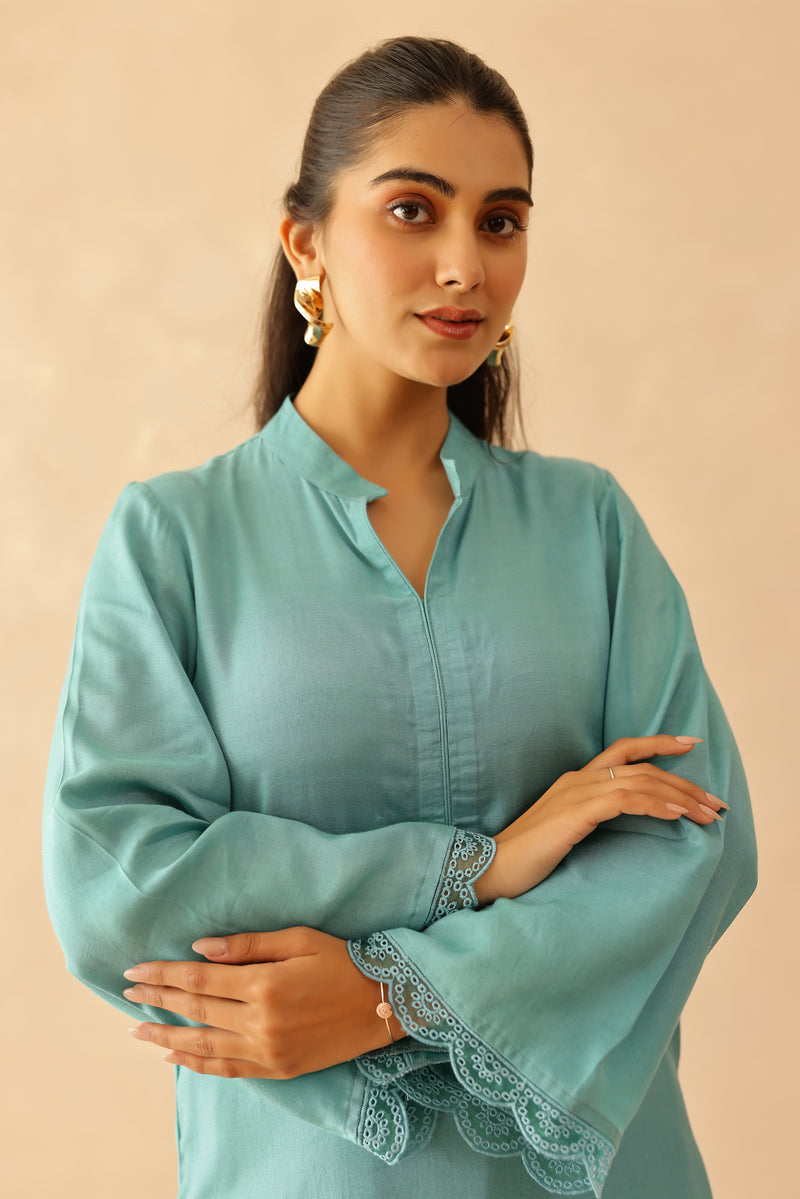 Aqua blue Iris Tunic Set