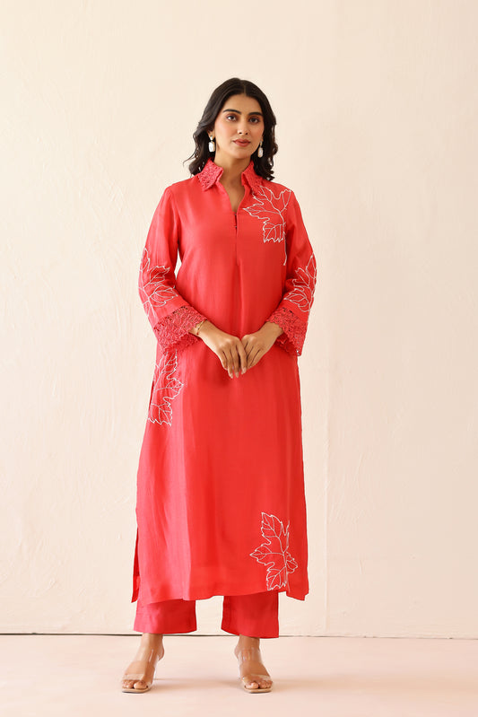 Coral Pink Blossom Tunic set