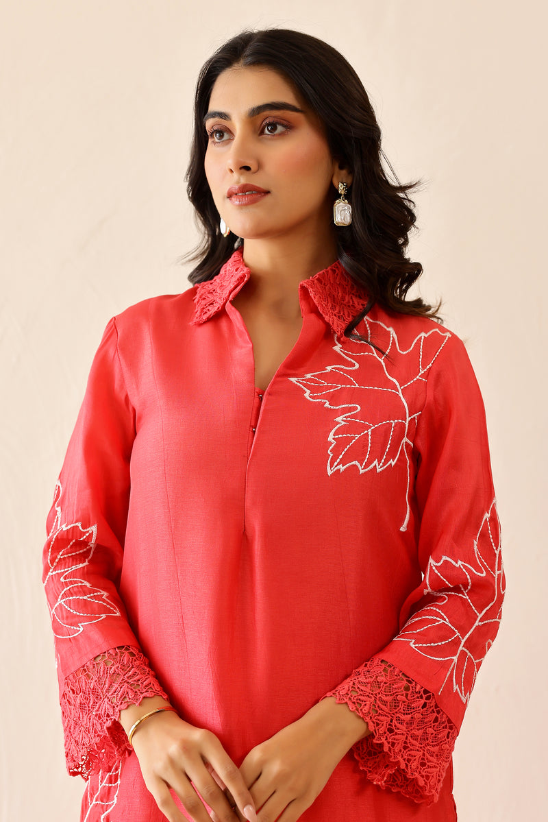 Coral Pink Blossom Tunic set