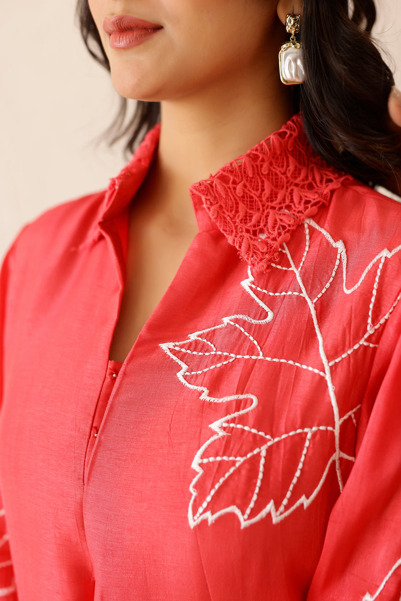 Coral Pink Blossom Tunic set