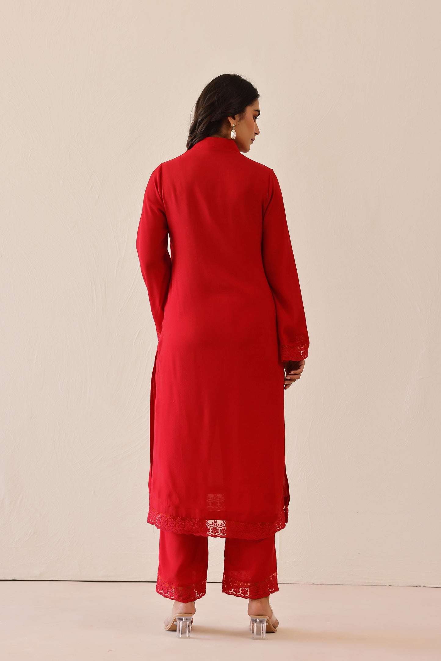 Crimson Red Iris Tunic Set