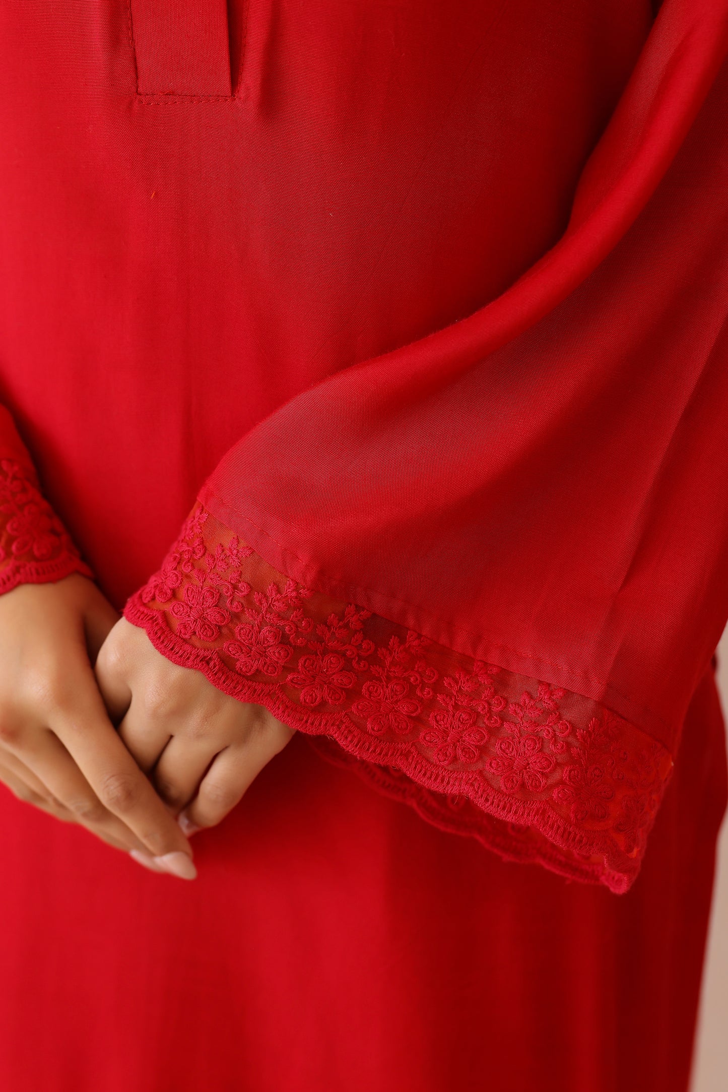 Crimson Red Iris Tunic Set