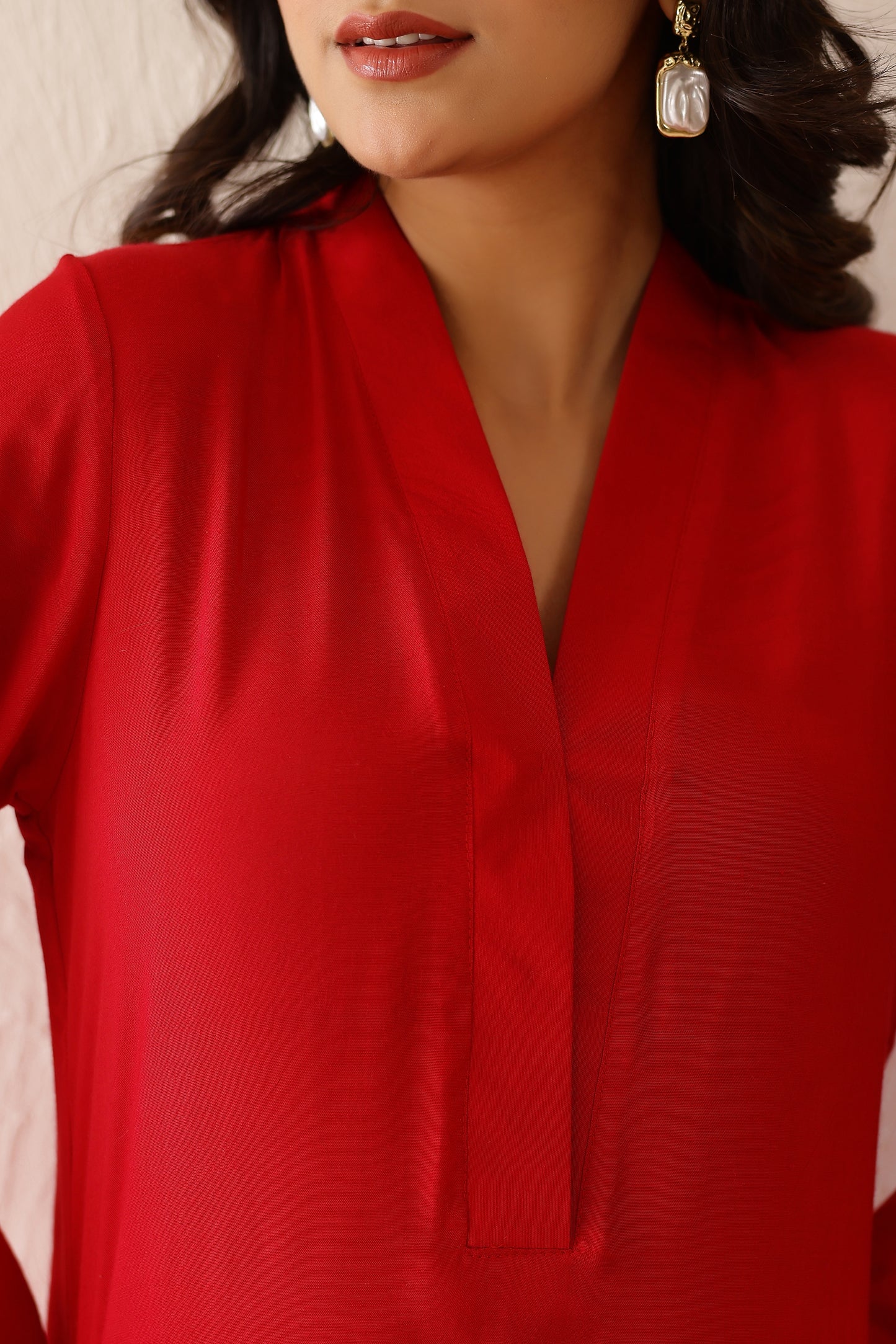 Crimson Red Iris Tunic Set