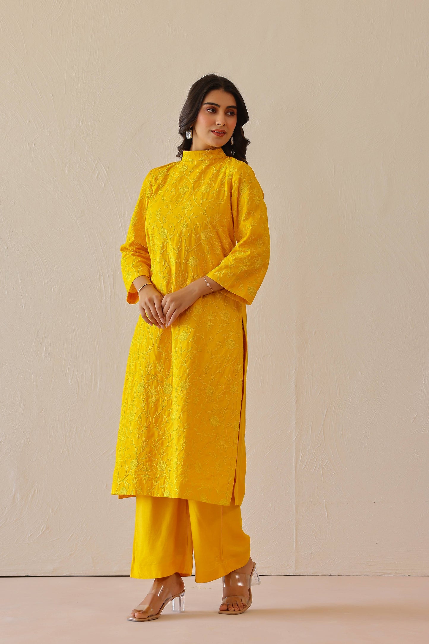 Marigold Yellow Floral Tunic Set