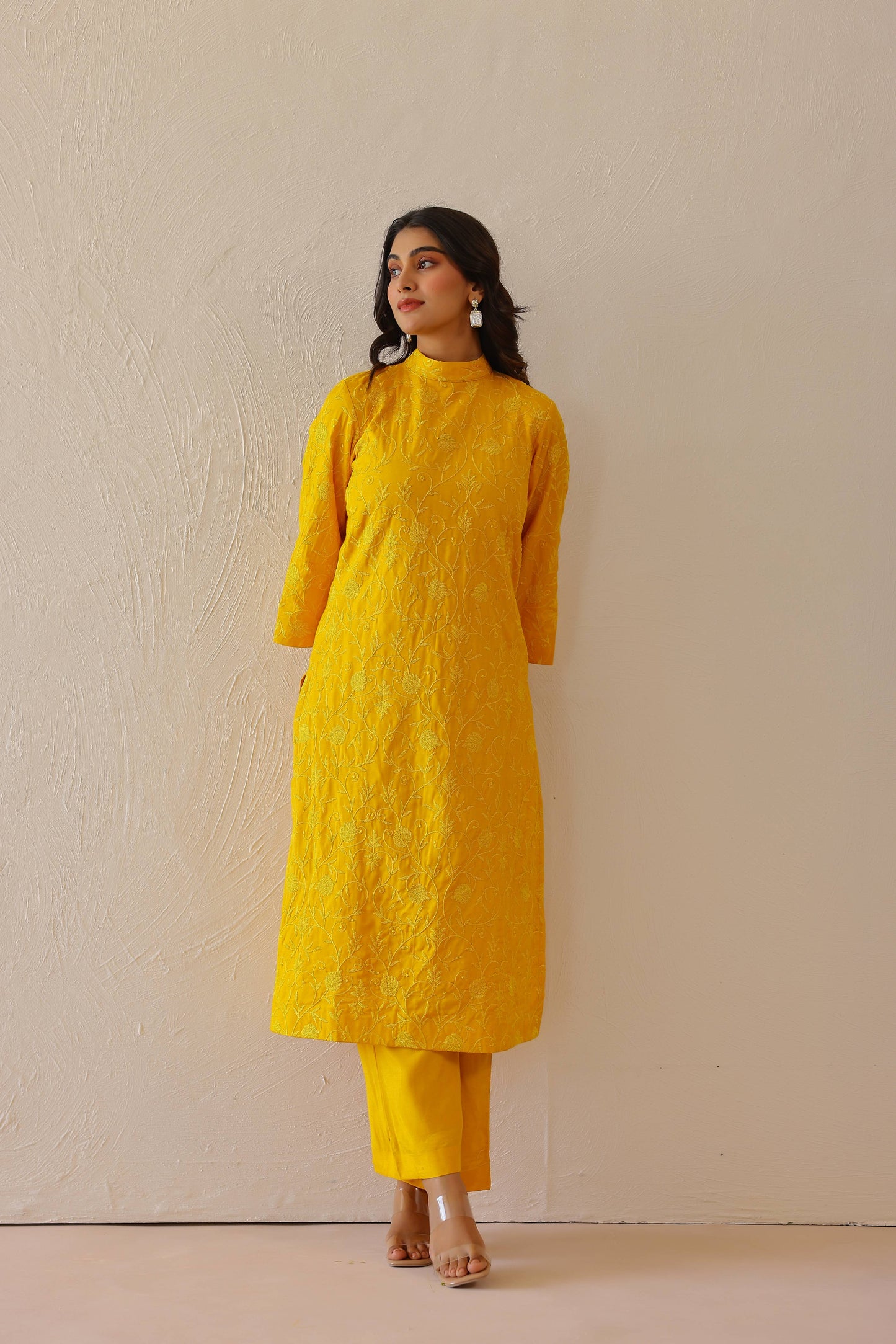Marigold Yellow Floral Tunic Set