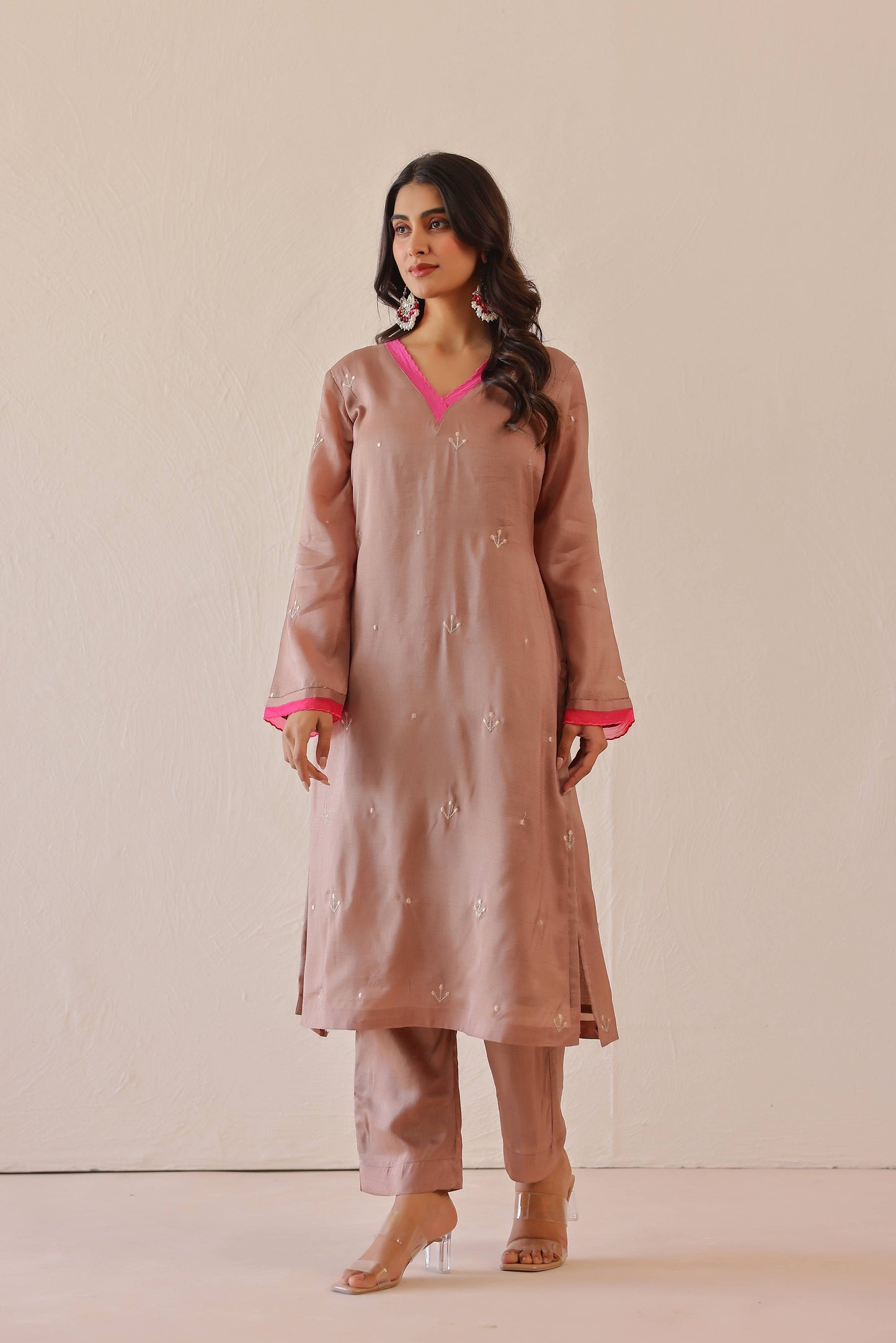 Rose Pink Peony suit Set