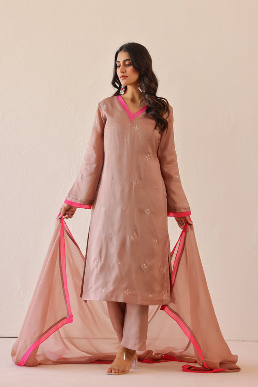 Rose Pink Peony suit Set