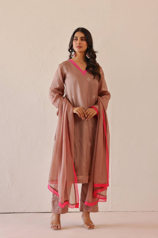 Rose Pink Peony suit Set