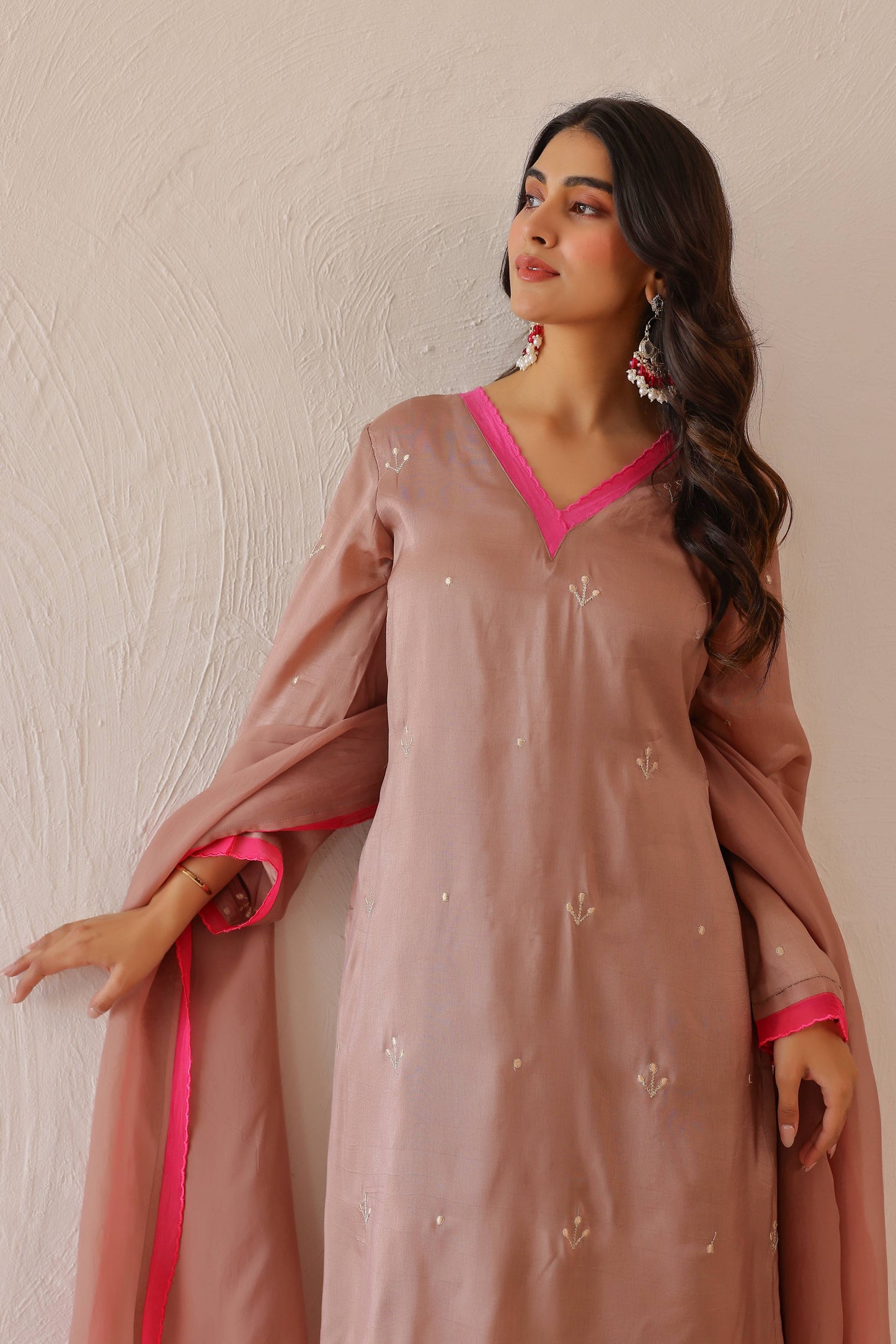Rose Pink Peony suit Set