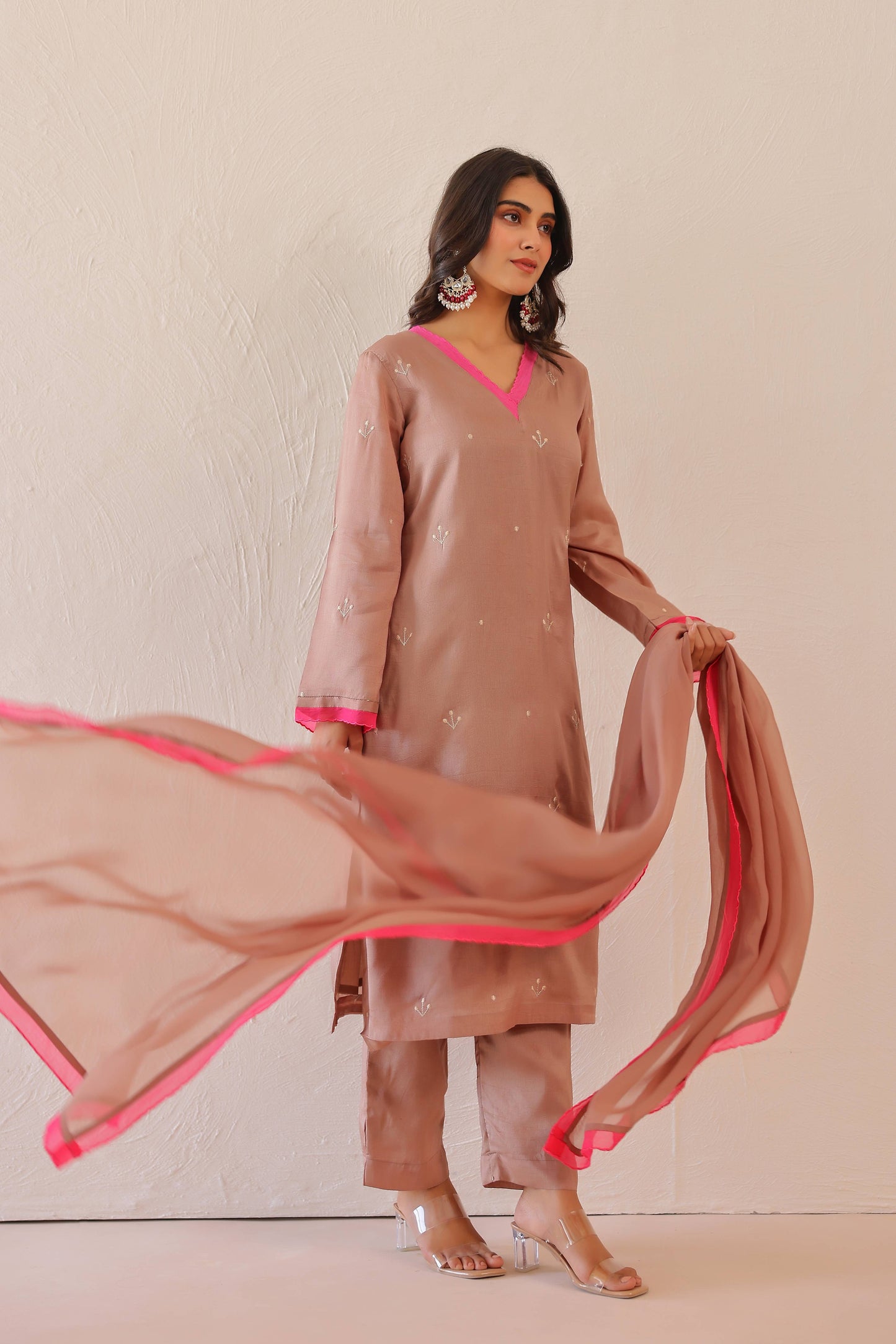 Rose Pink Peony suit Set