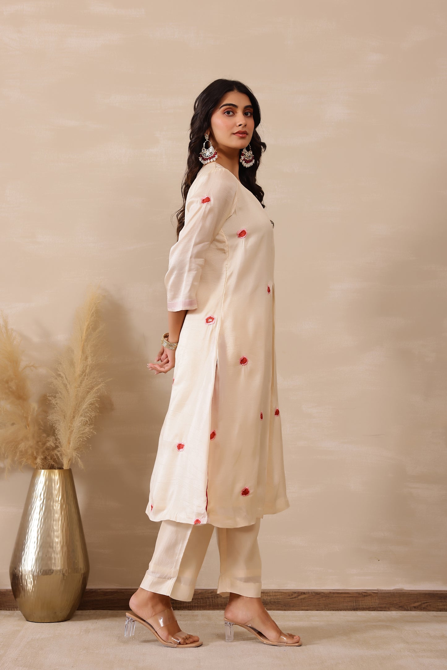Off White Rosy Tunic Set