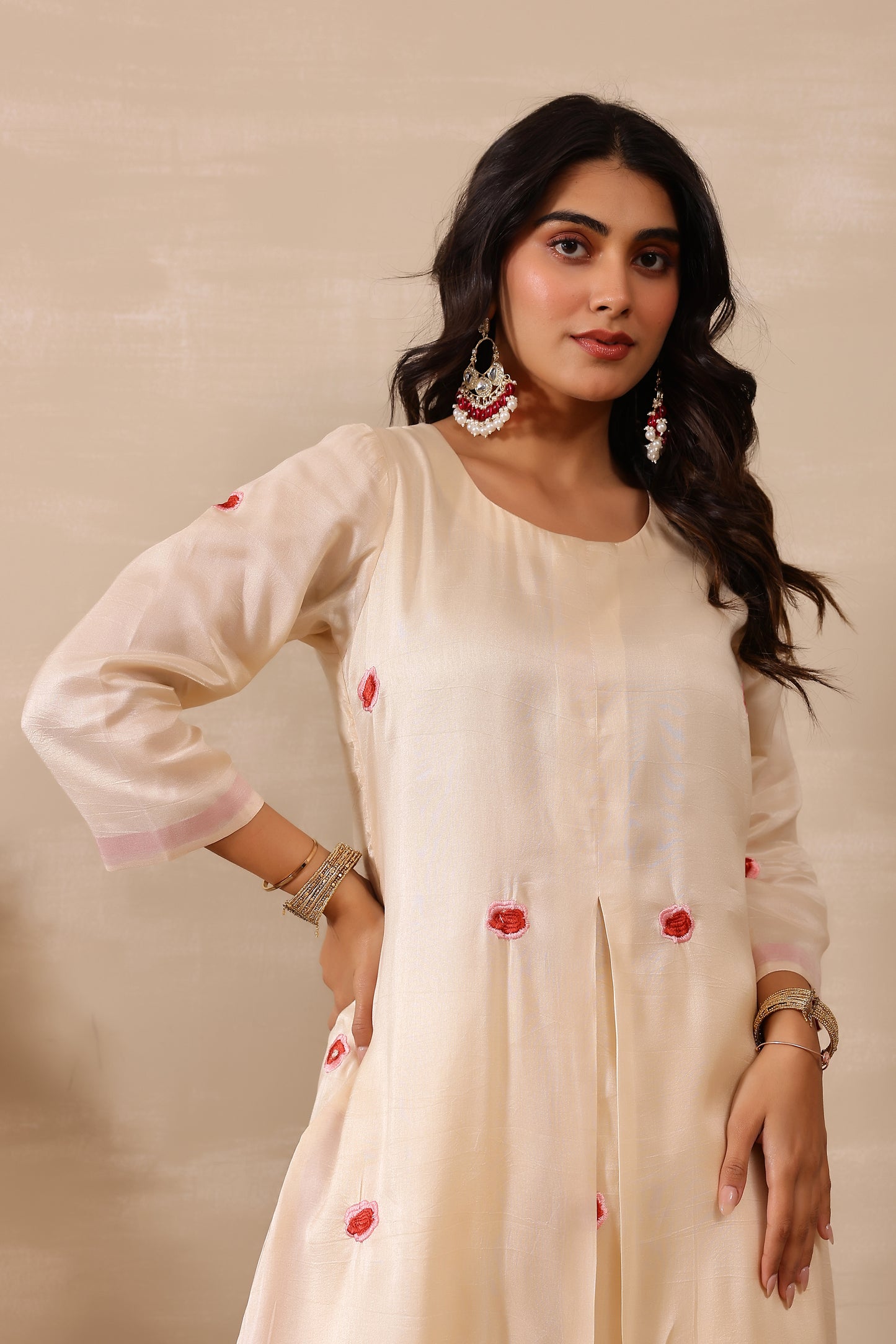 Off White Rosy Tunic Set