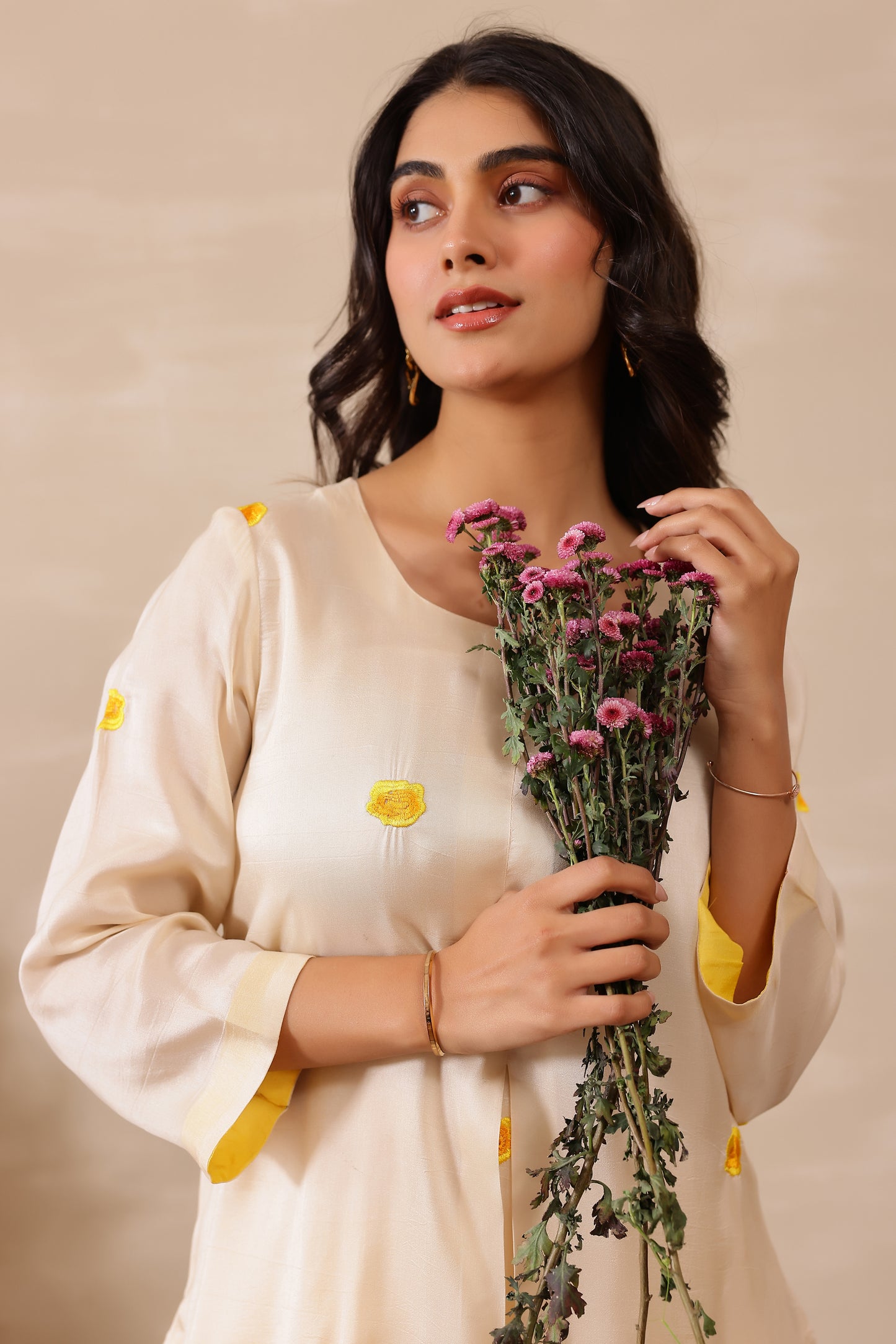 Off White Marigold Tunic Set