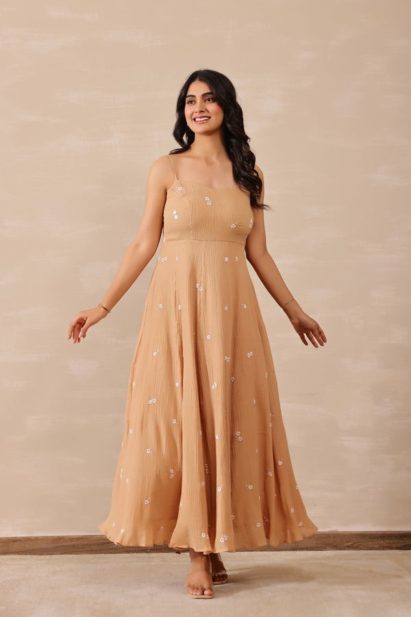 Beige Flora Dress