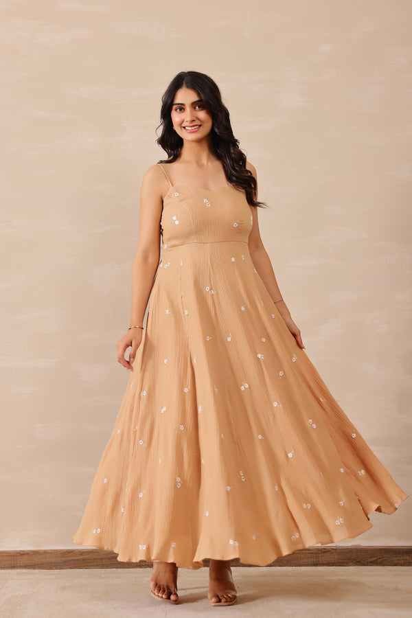 Beige Flora Dress