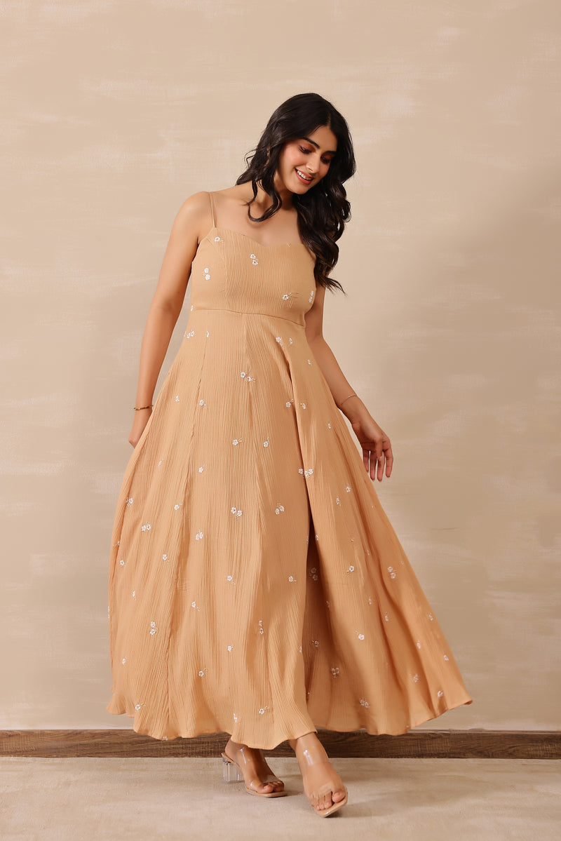 Beige Flora Dress