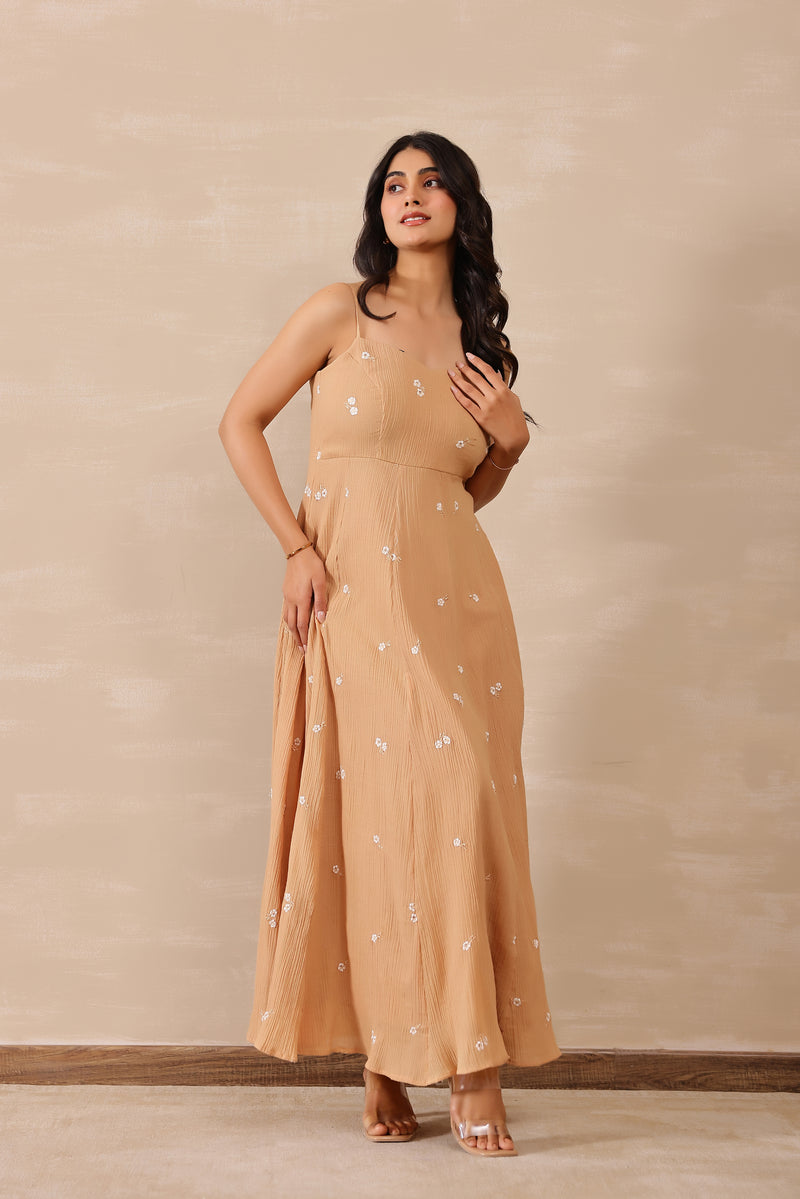 Beige Flora Dress