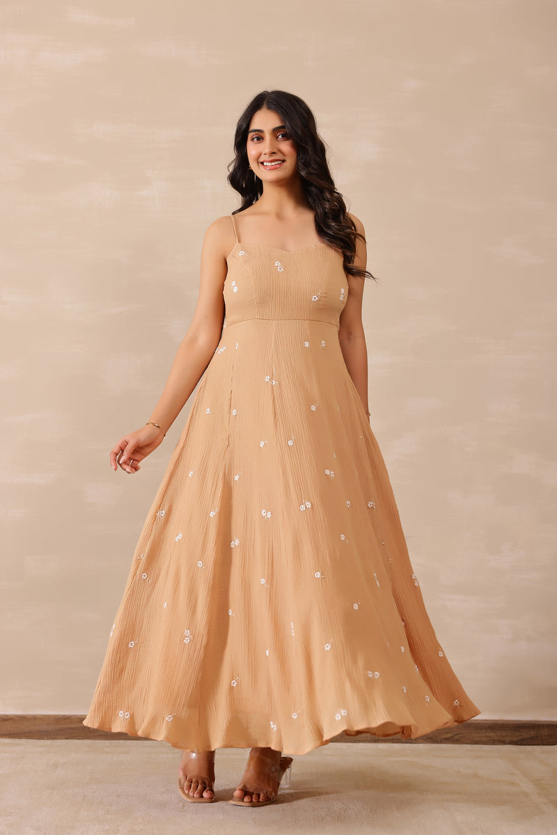 Beige Flora Dress