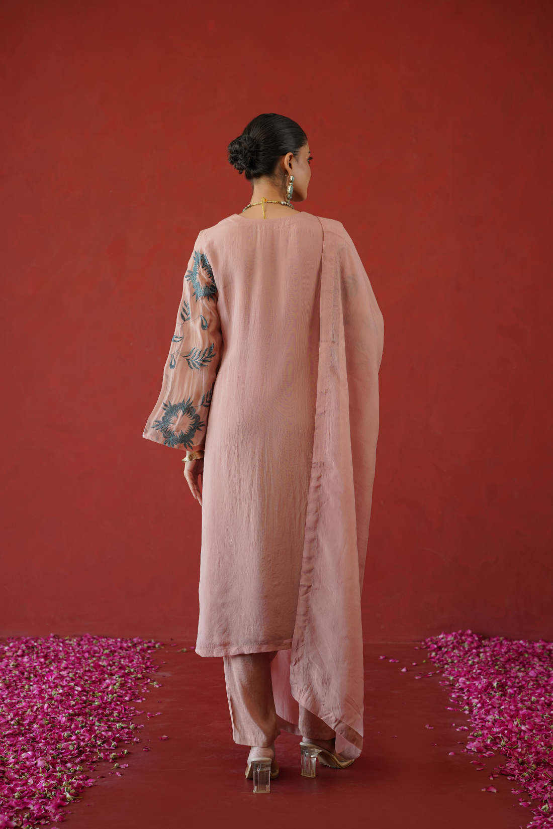 Pink Embroidered Suit Set