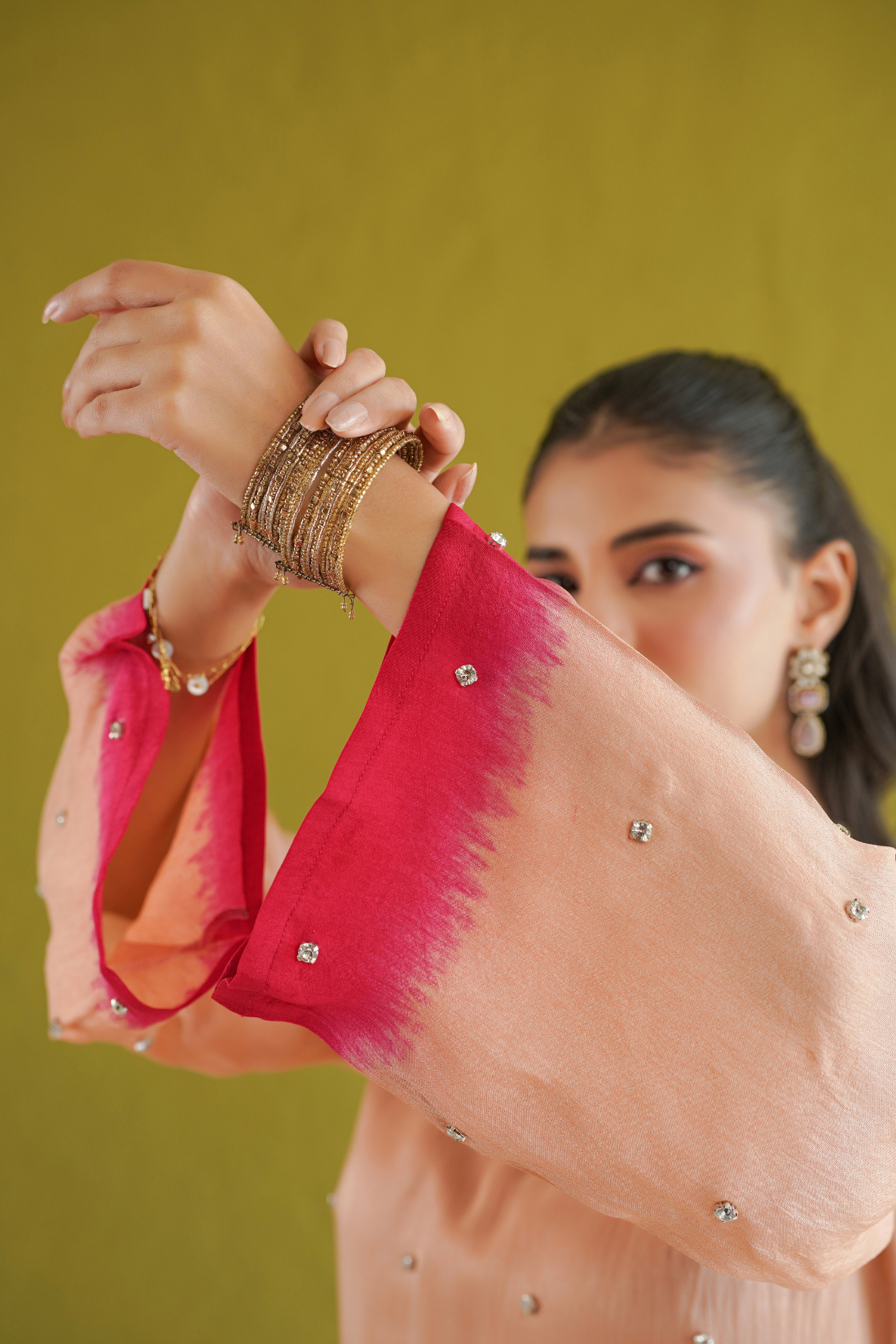 Red Ombre Embroidered Suit Set