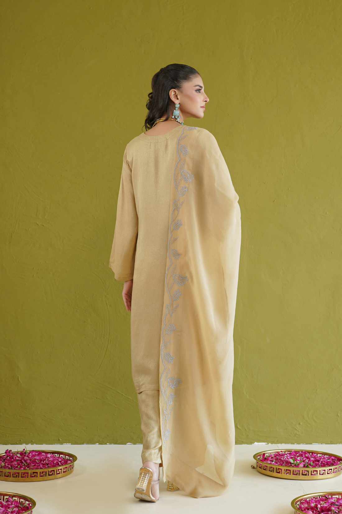 Sage Green Floral Embroidered Suit Set