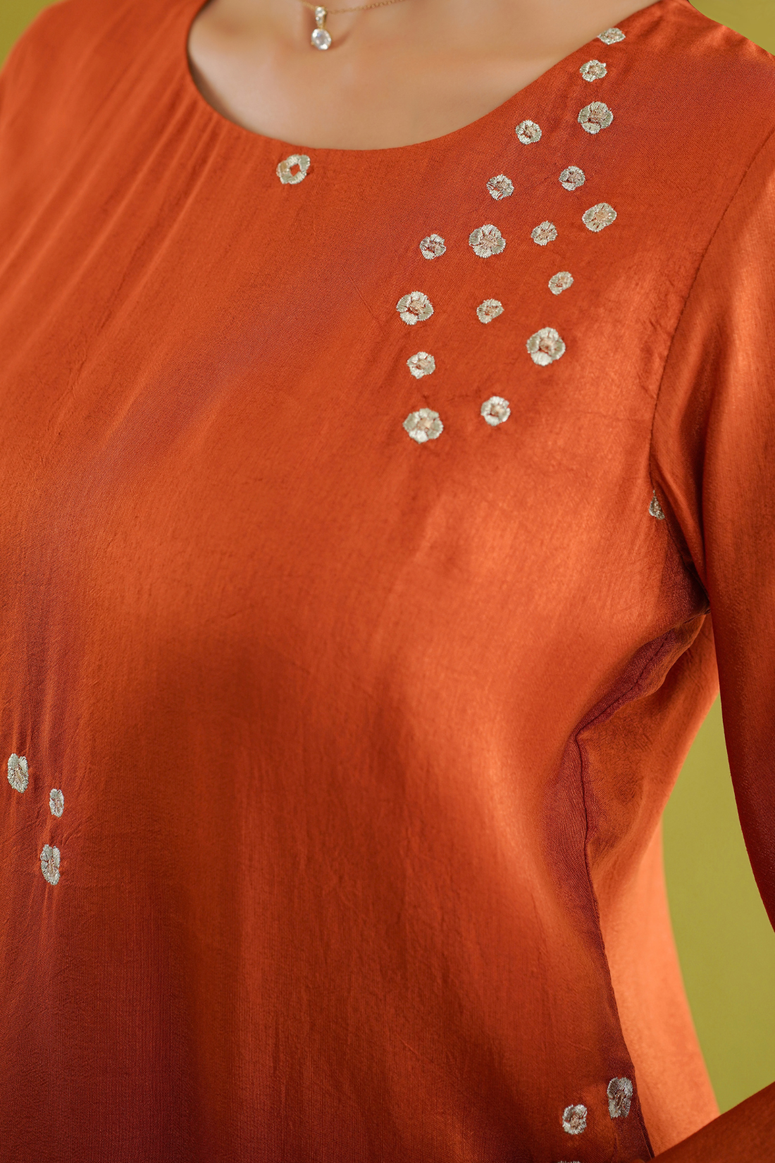 Rust Embroidered Farshi Set