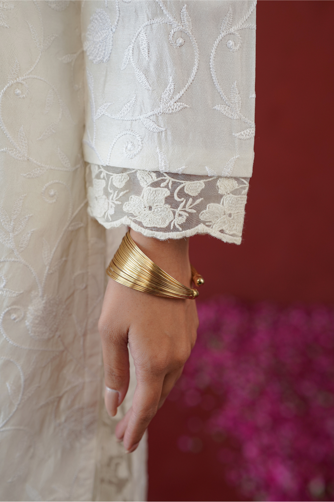 Ivory Thread Embroidered Tunic Set