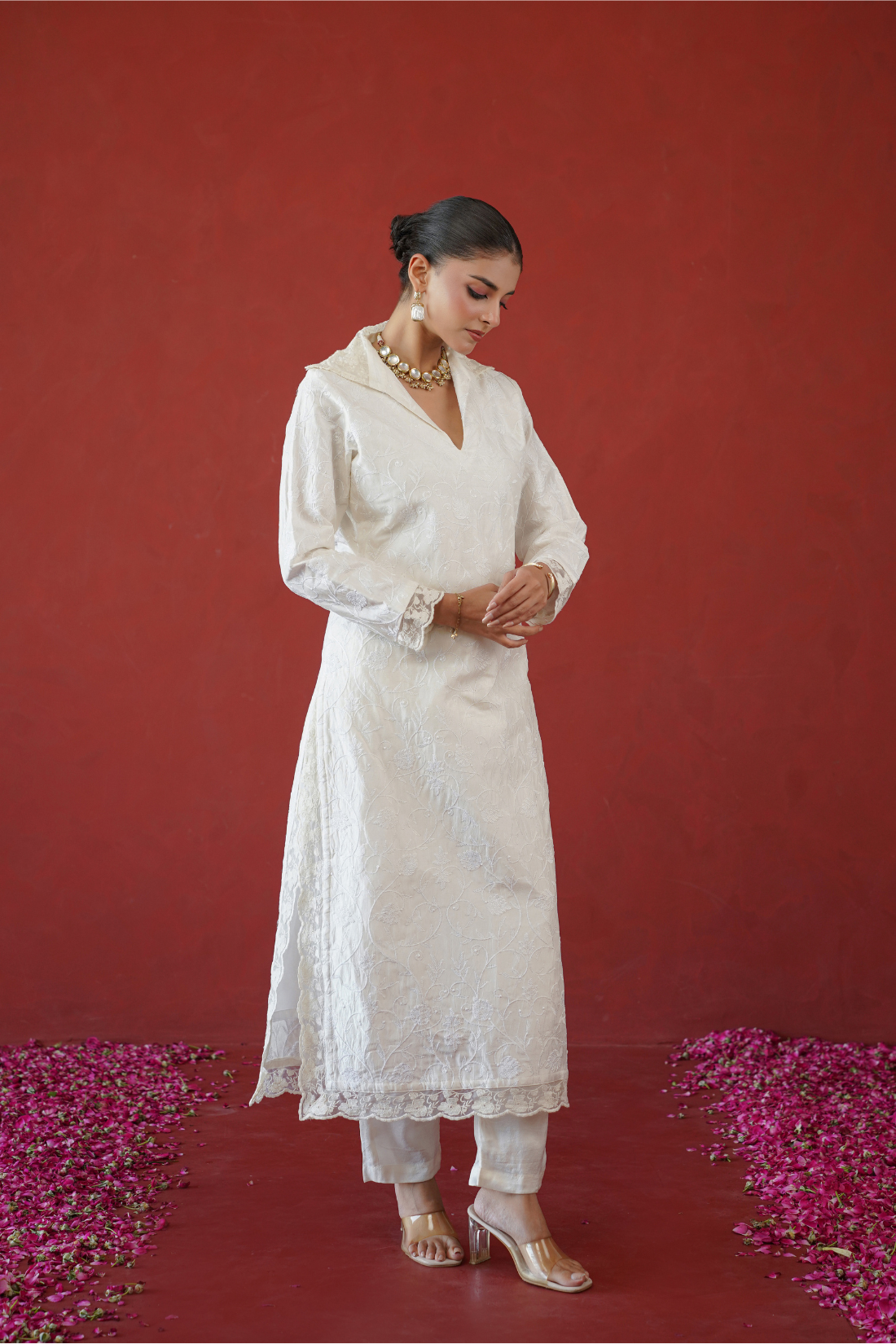 Ivory Thread Embroidered Tunic Set