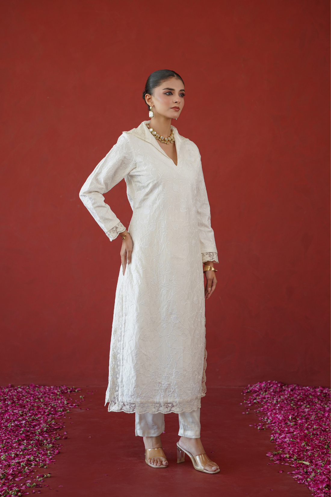 Ivory Thread Embroidered Tunic Set