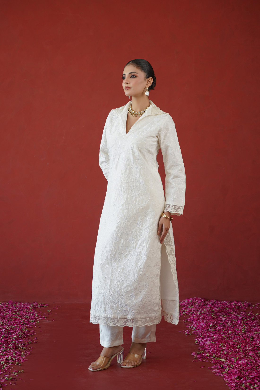 Ivory Thread Embroidered Tunic Set