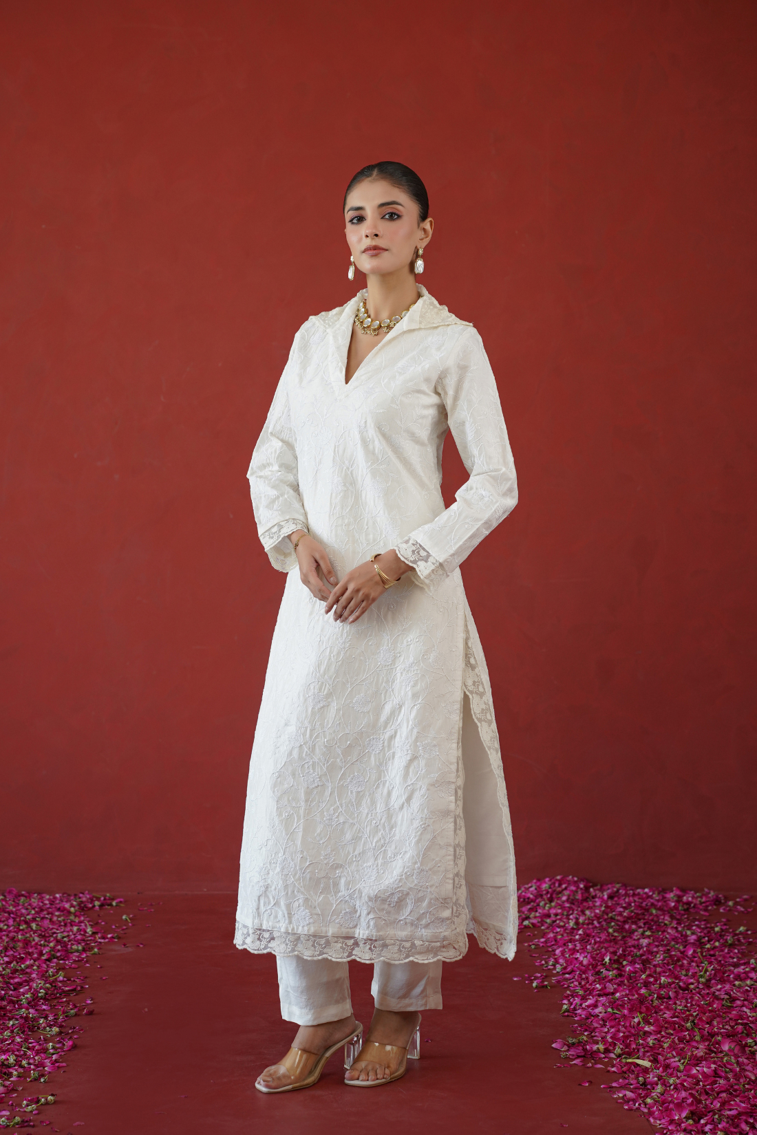 Ivory Thread Embroidered Tunic Set