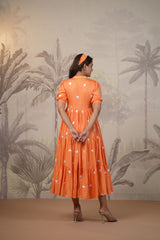 Orange Embroidered Dress