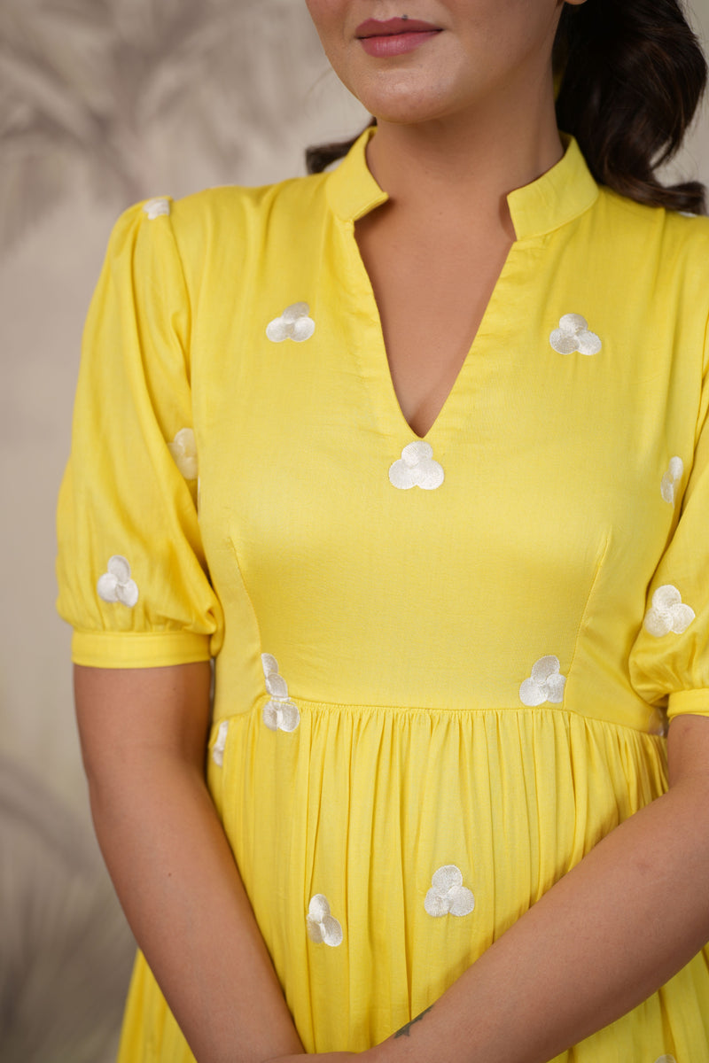 Yellow Embroidered Dress